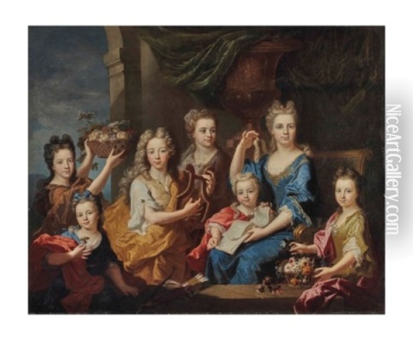 Portrait Des Enfants De M. Bouette De Blemur Oil Painting - Hyacinthe Rigaud