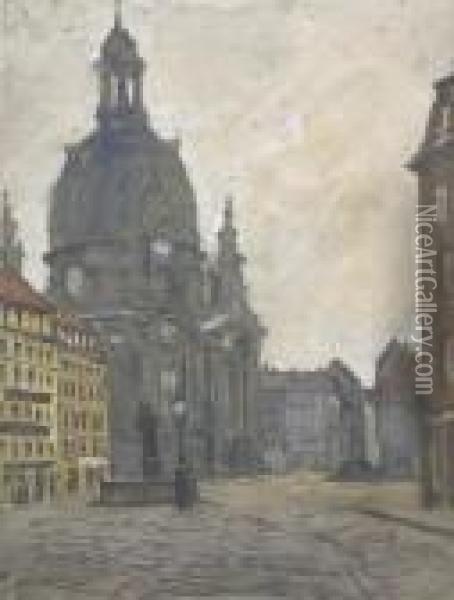 Die Frauenkirche In Dresden. Oil Painting - Gotthardt Kuehl