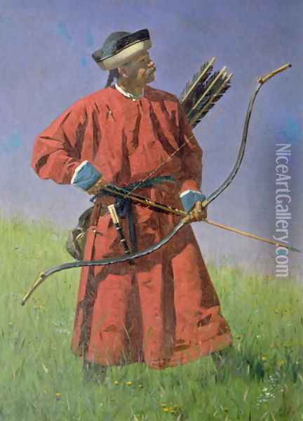 Bokharan Soldier (Sarbaz), 1873 Oil Painting - Vasili Vasilyevich Vereshchagin