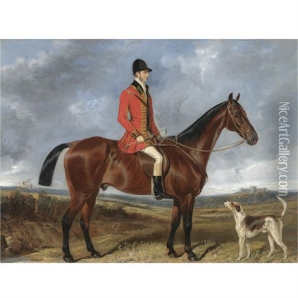 Portrait Of Charles Davis, Hunstman To The Royal Buckhounds Oil Painting - Sir Francis Grant