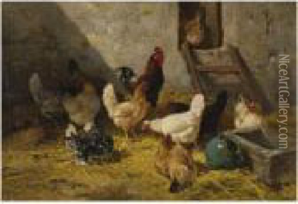 The Hen-roost Oil Painting - Charles Emile Jacque