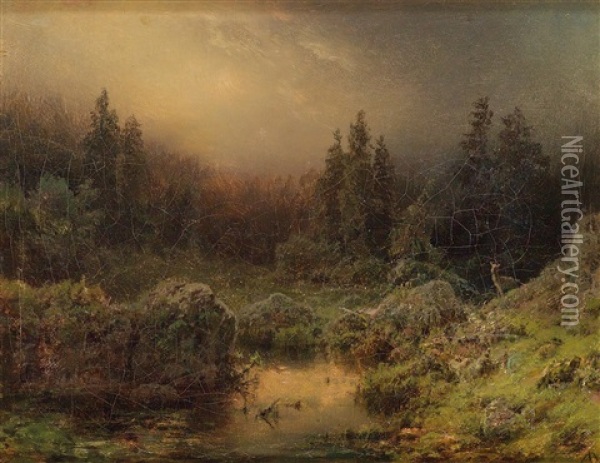Landschaft Im Abendlicht Oil Painting - August Bedrich Piepenhagen