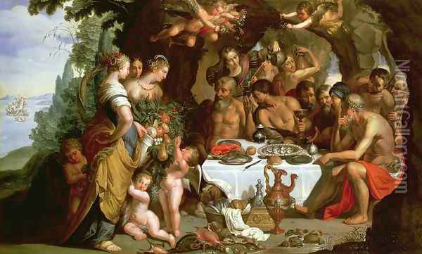The Feast of Achelous, 1625-29 Oil Painting - Artus Wollfort