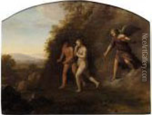 The Expulsion Of Adam And Eve Oil Painting - Jan van Haensbergen