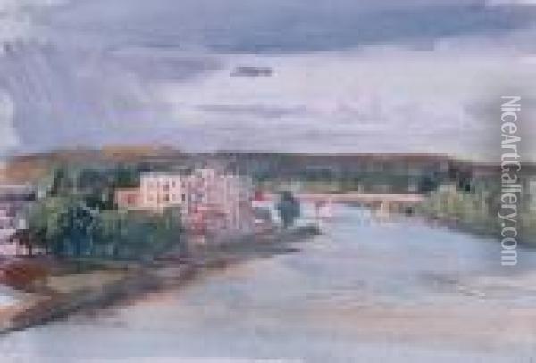 River Scene Oil Painting - Francis H. Dodd