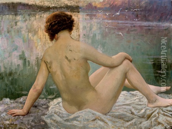 Mujer Desnuda De Espaldas Oil Painting - Juan Jose Garate Y Clavero
