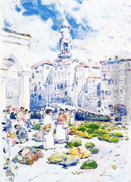 Rialto Market, Venice Oil Painting - Frederick Childe Hassam