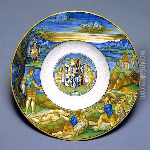 Dish Oil Painting - Nicola Da Urbino