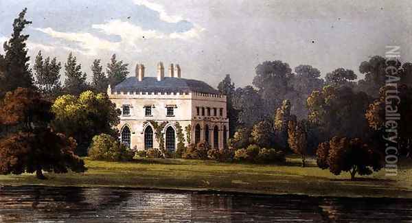 Elvills, Englefield Green, from Ackermanns Repository of Arts, 1827 Oil Painting - Stockdale, Frederick Wilton Litchfield
