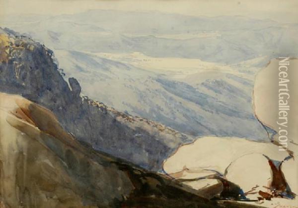 Mt Buffalo Oil Painting - Arthur Ernest Streeton