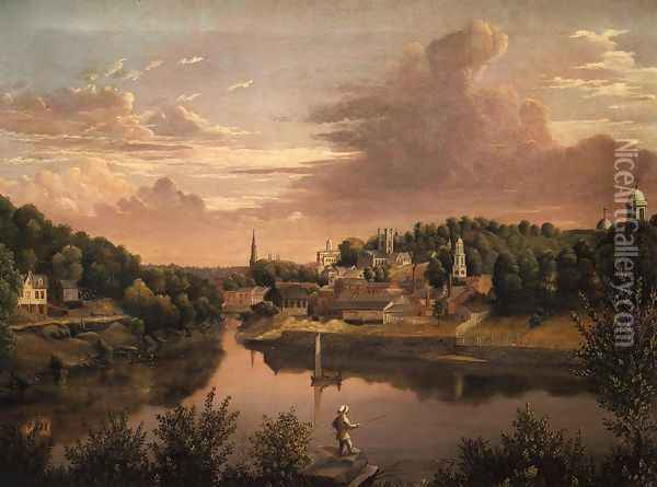 View of Norwich Harbor in 1849 Oil Painting - John Crocker