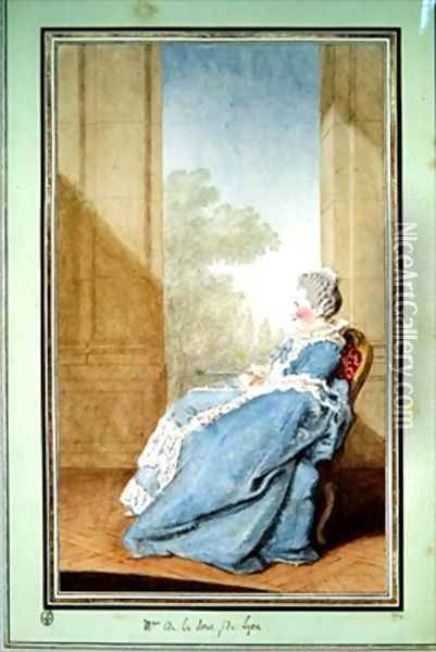 Madame de la Roue de Lyon Oil Painting - Louis Carrogis Carmontelle