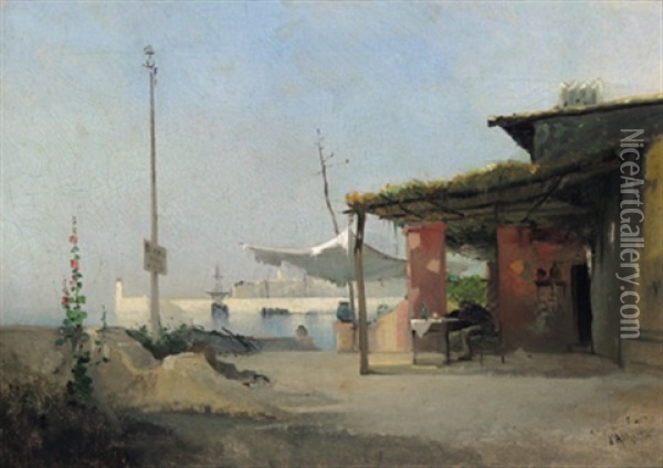 Taverne Am Mittelmeer Oil Painting - Jean d' Alheim