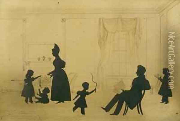 Silhouette of a family scene Oil Painting - Augustin Amant Constant Fidele Edouart