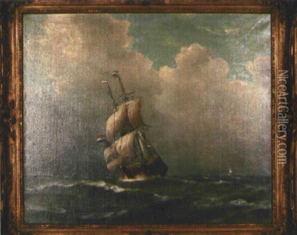 Hollandische Kogge Auf Rauher See Oil Painting - Jan Van Der Linde