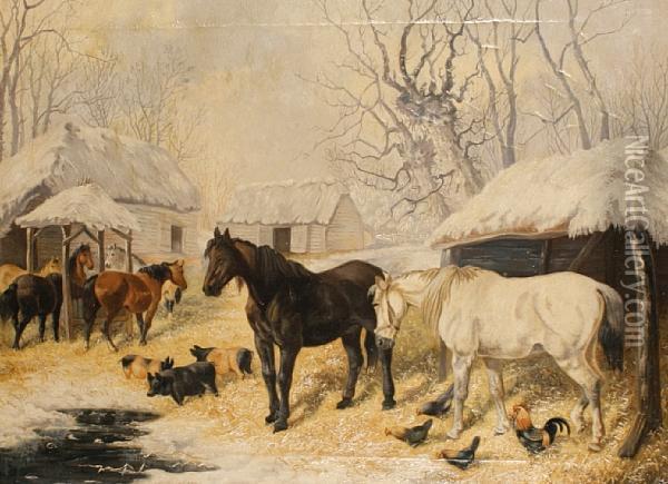 Farm Yard Scene Oil Painting - John Frederick Herring Snr