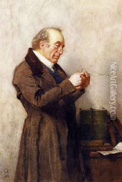 The Schoolmaster Oil Painting - Charles Green