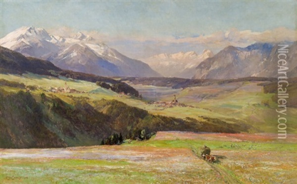 View From Igls Into The Upper Inn Valley Oil Painting - Edward Theodore Compton