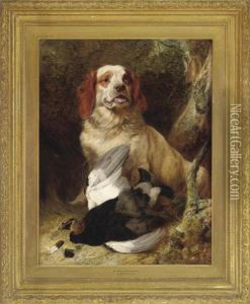 Spaniel And Blackcock Oil Painting - Richard Ansdell