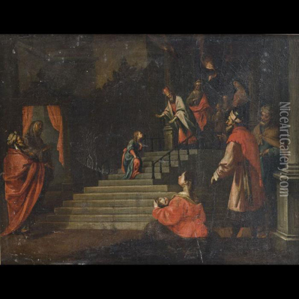 Presentazione Di Gesu Al Tempio Oil Painting - Pietro Della Vecchio