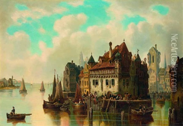 Ansicht Von Rotterdam Oil Painting - Ludwig Hermann