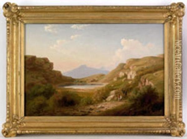 Lake Of The Clouds, Mt. Washington Painted For Jay Cooke Esq. Russell Smith 1867 Oil Painting - William Russell Smith