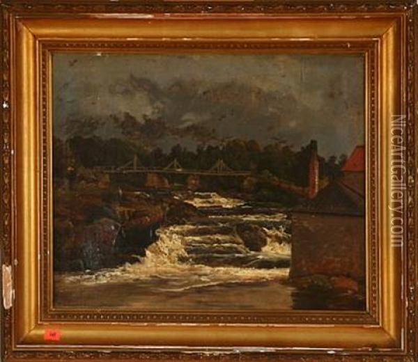 Vandfald Ved Stora-mollan I Skaane (morgenbelysning) Oil Painting - Johann Hermann Carmiencke
