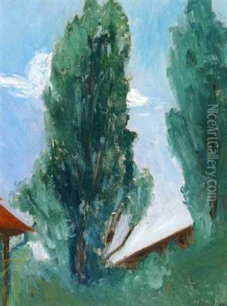 Hoje Cypresser I Italien Oil Painting - Hans Andersen Brendekilde
