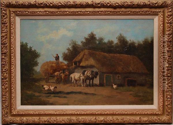 Haywagen Oil Painting - Hermanus Charles Christiaan Bogman