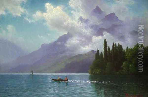 Lake View, Italian Alps Oil Painting - Albert Bierstadt