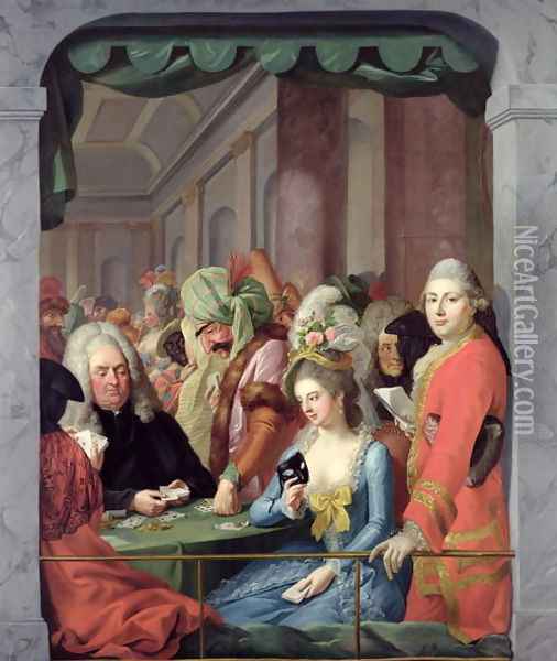 Masked Personalities of the Kassel Court Oil Painting - Johann Heinrich The Elder Tischbein
