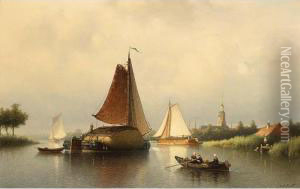 The Hay Barge Oil Painting - Johan Adolph Rust