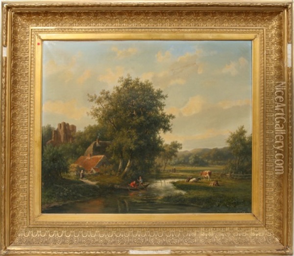 Rural Landscape Oil Painting - Hermanus Koekkoek the Elder