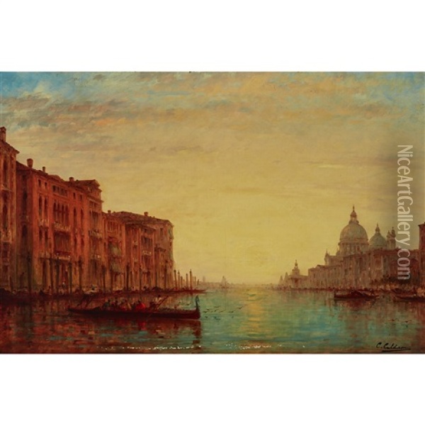 Crepescule, Venice (venice At Dusk) Oil Painting - Charles Clement Calderon