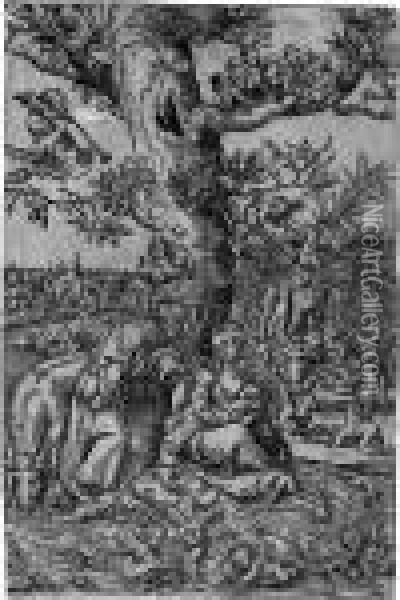 Die Ruhe Auf Der Flucht Nach Agypten Oil Painting - Lucas The Elder Cranach