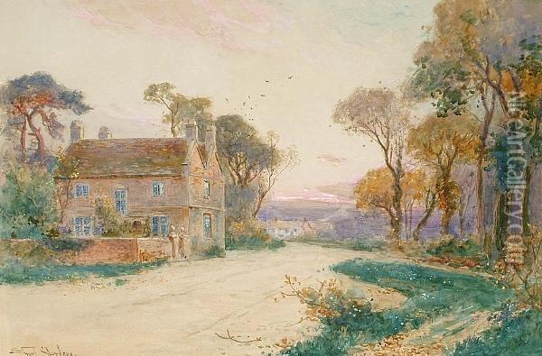 View Of A House On A Rural Path Oil Painting - Walker Stuart Lloyd