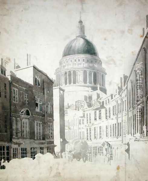 St Pauls Cathedral from St Martins le Grand London Oil Painting - Thomas Girtin