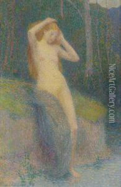 Nude In A Landscape Oil Painting - Hippolyte Petitjean