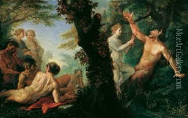 Mythologische Szene Mit Apollo Und Marsyas (+ Another Similar; Pair) Oil Painting - Filippo Lauri