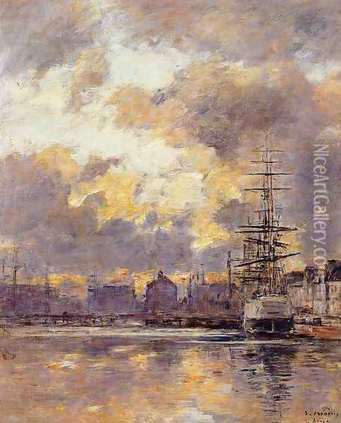 Le Havre, Le Bassin du Commerce I Oil Painting - Eugene Boudin