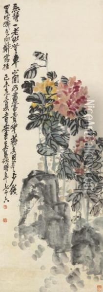 Peony Oil Painting - Wu Changshuo