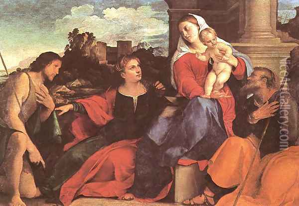 Sacred Conversation Oil Painting - Palma Vecchio (Jacopo Negretti)