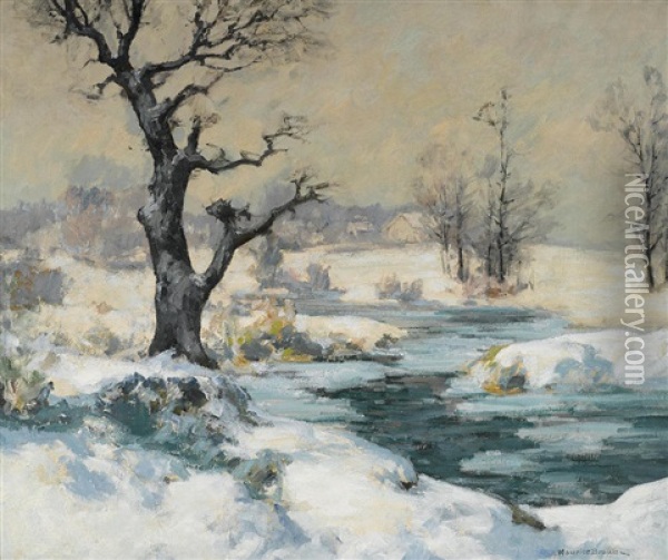 A Winter's Day (after The Thaw) Oil Painting - Maurice Braun