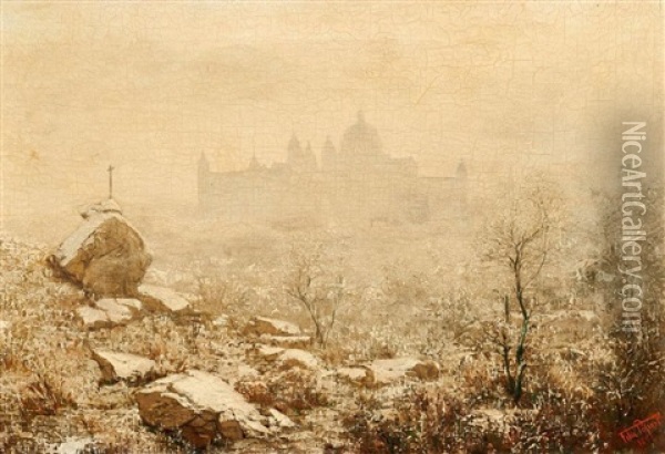 Wintermorgen Am Escorial Bei Madrid Oil Painting - Felix Possart