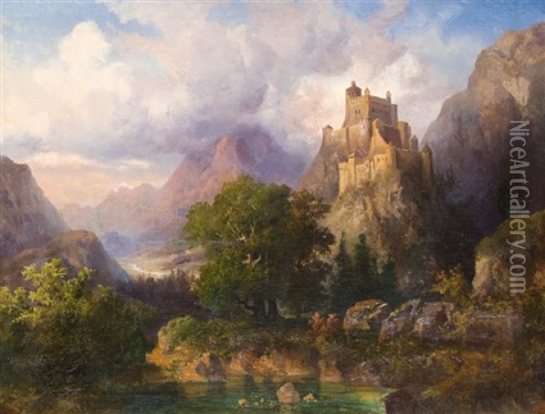 Schlos Werfen In Tyrol Oil Painting - Hermann Bennekenstein
