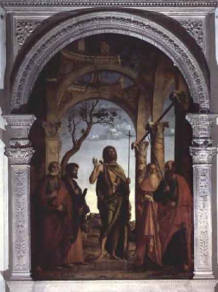 St. John the Baptist and Saints, 1493 Oil Painting - Giovanni Battista Cima da Conegliano