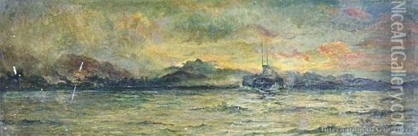 Ships Of Coast, Early Morning Oil Painting - John Mcintosh Madden