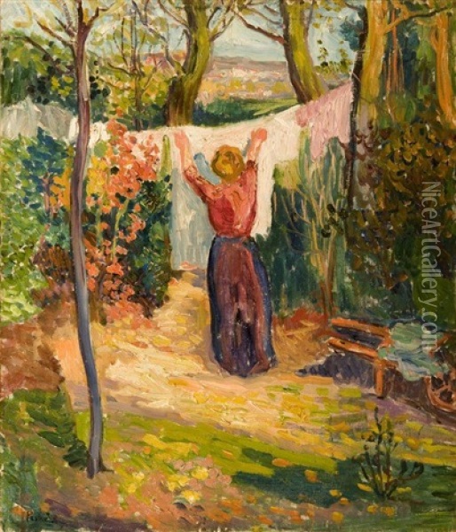 Morning, In The Garden Oil Painting - Jean Peske