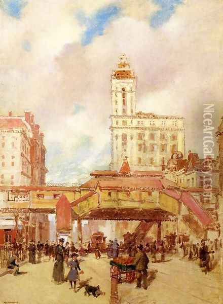 The Third Avenue El Oil Painting - Paul Cornoyer