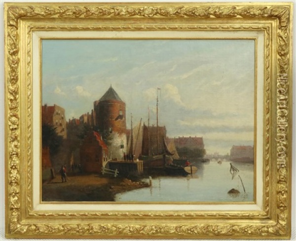 Hollands Stadsgezicht, Mogelijk Haarlem Oil Painting - Johannes Frederik Hulk the Elder